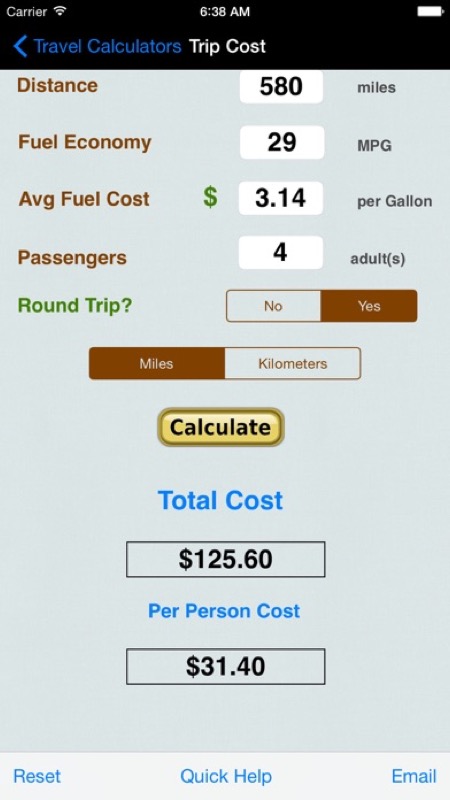 Automobile Trip Calculators App Store iphone screenshot 1