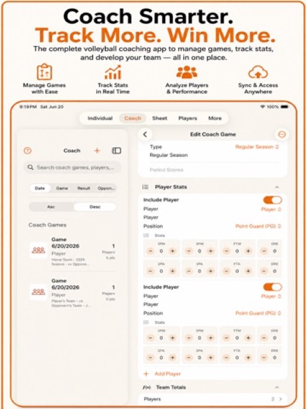Basketball+ Stats & Scorebook App Store ipad screenshot 1