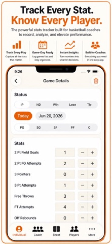 Basketball+ Stats & Scorebook App Store iphone screenshot 2