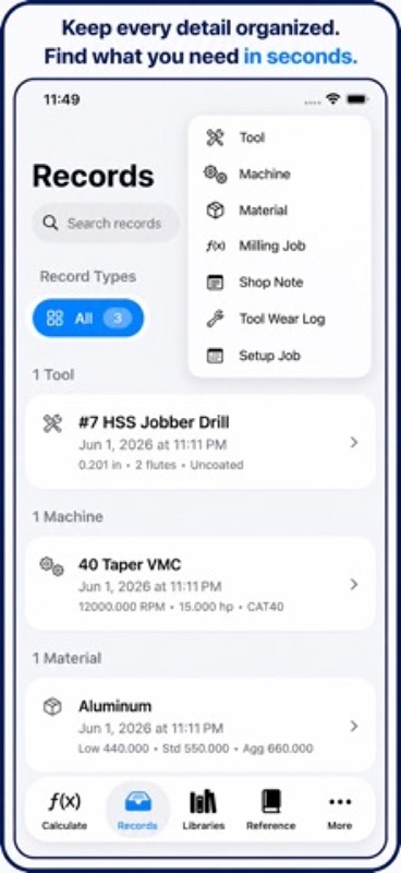 CNC Milling Speeds & Feeds Pro App Store iphone screenshot 2