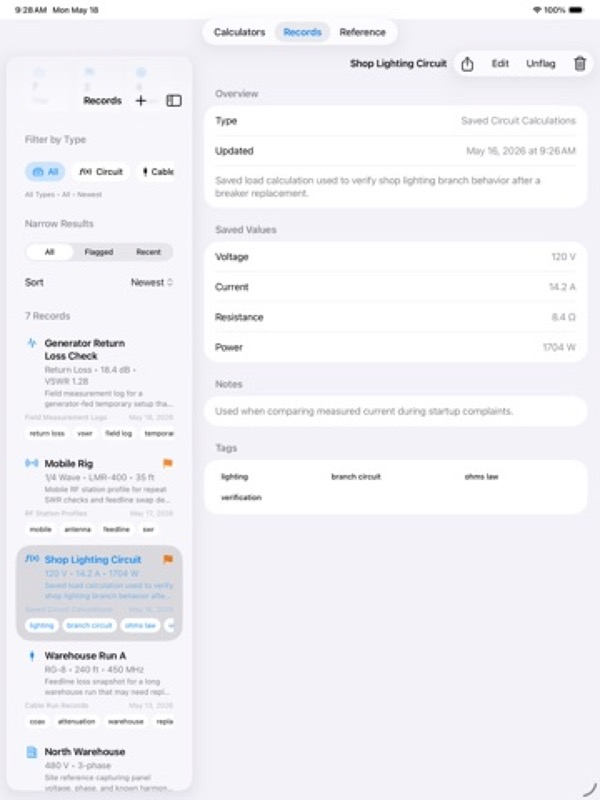 Electrician RF Power Toolkit App Store ipad screenshot 2
