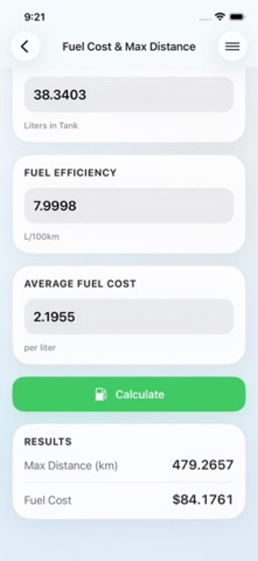 Fuel Calculators: MPG & Cost App Store iphone screenshot 2