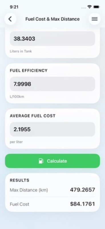 Fuel Calculators: MPG & Cost App Store iphone screenshot 2