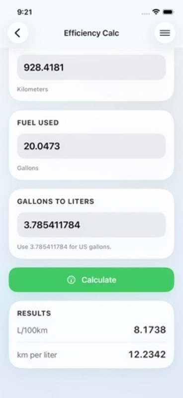 Fuel Calculators: MPG & Cost App Store iphone screenshot 3
