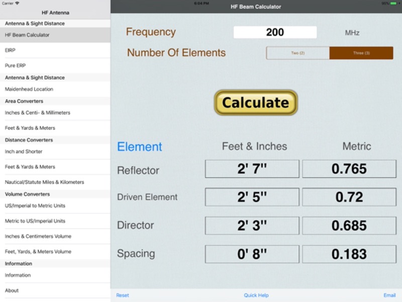 HF Beam Antenna Calculator App Store ipad screenshot 1