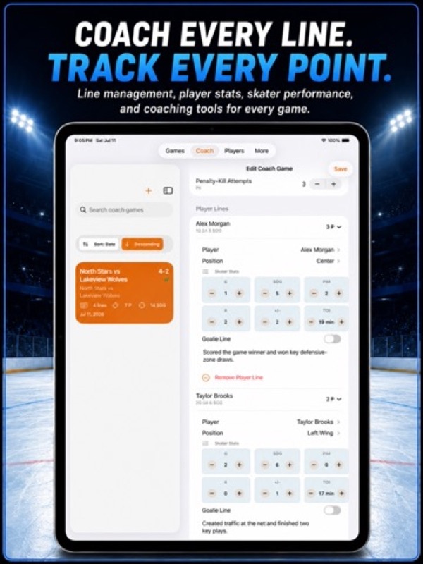 Hockey Player Stats Logbook App Store ipad screenshot 2