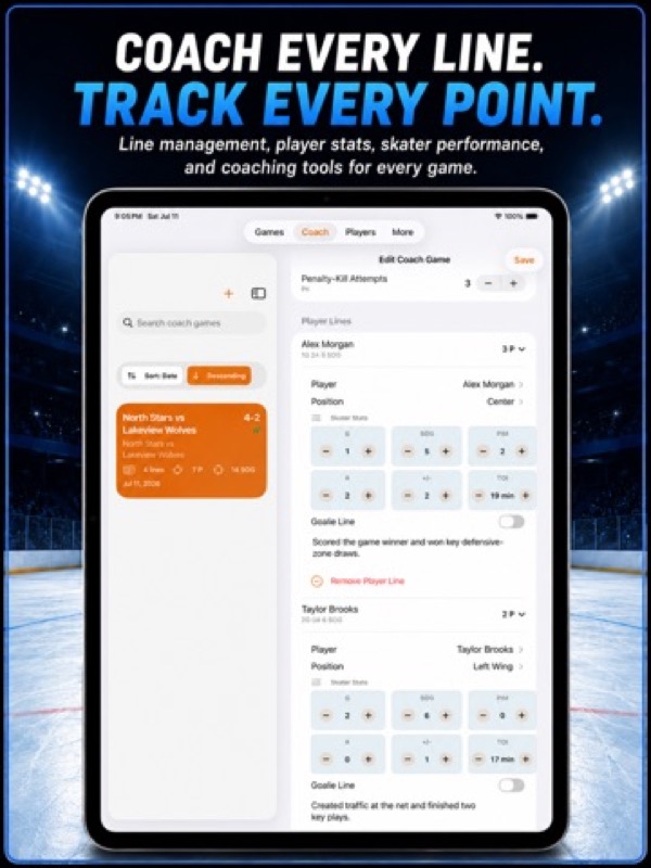 Hockey Player Stats Logbook App Store ipad screenshot 2