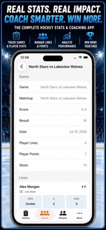 Hockey Player Stats Logbook App Store iphone screenshot 1