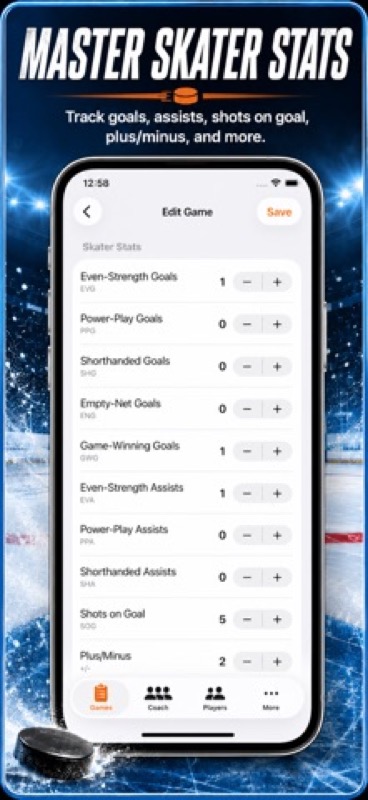 Hockey Player Stats Logbook App Store iphone screenshot 2