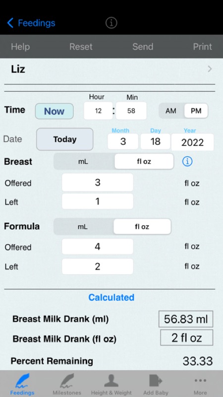 Infant Baby Bottle Feeding App Store iphone screenshot 3