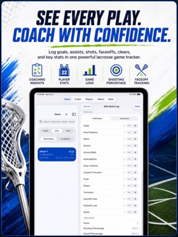 LaCrosse Player,Coach Tracker App Store ipad screenshot 2