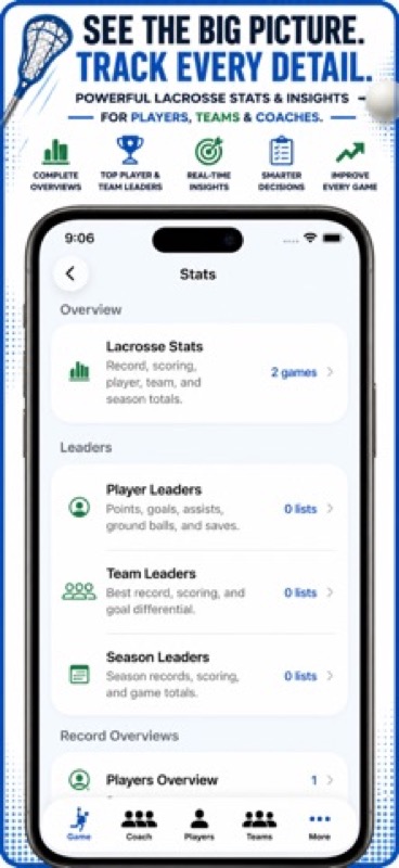 LaCrosse Player,Coach Tracker App Store iphone screenshot 2