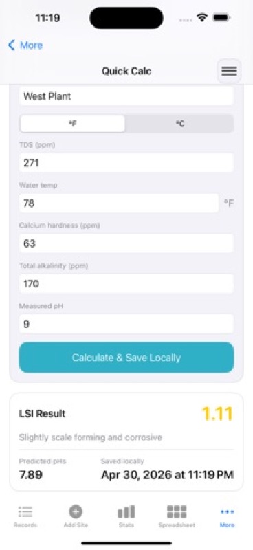 LSI Water Service Logbook/Plan App Store iphone screenshot 1