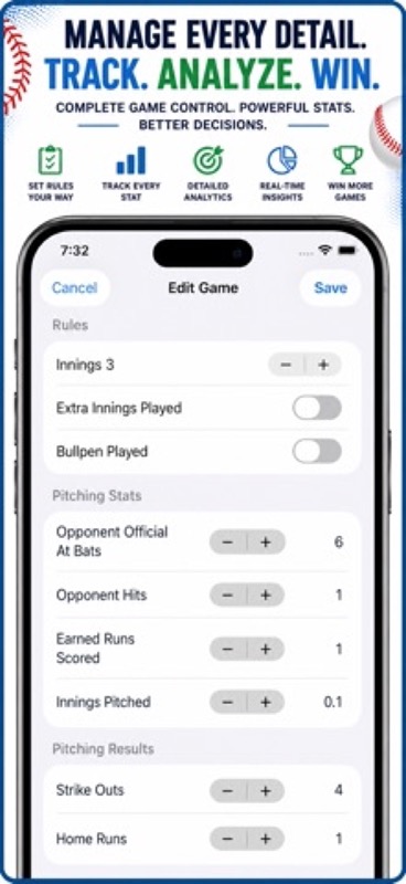 Pitching Stats Tracker & Radar App Store iphone screenshot 1