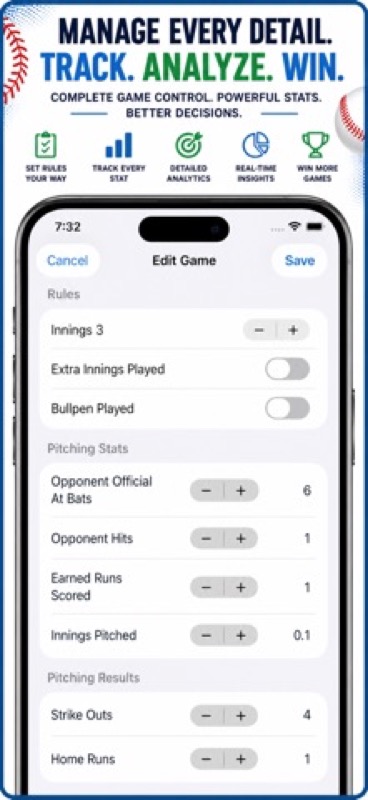 Pitching Stats Tracker & Radar App Store iphone screenshot 1