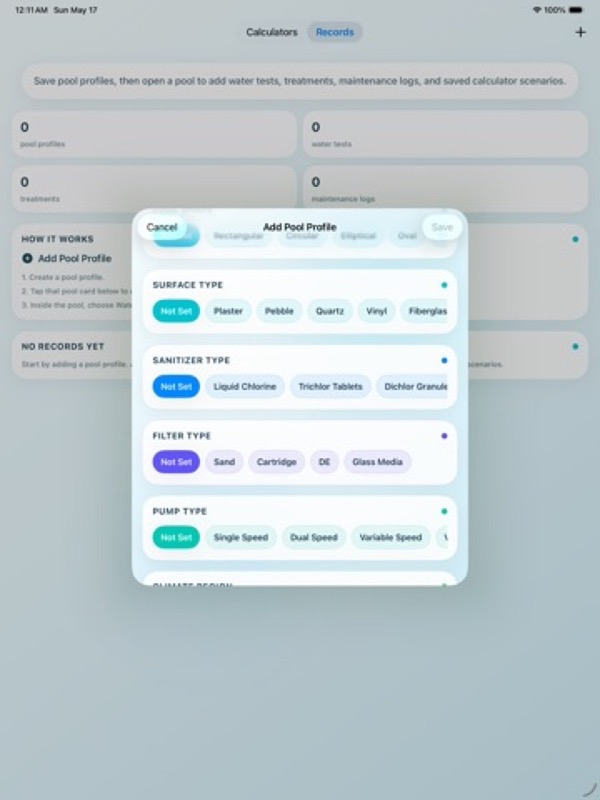 Pool Service Log & Calculator App Store ipad screenshot 1