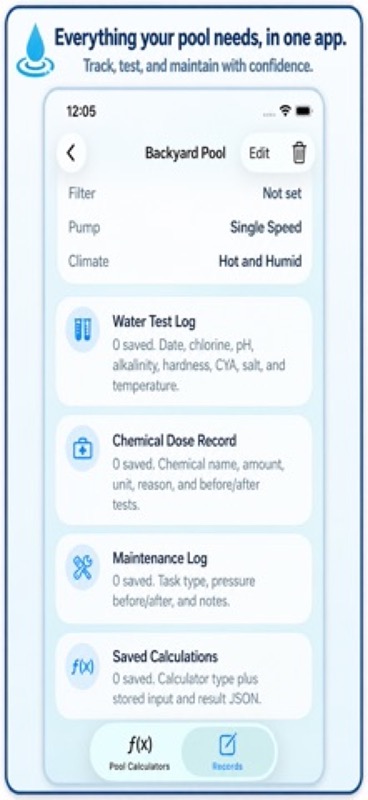 Pool Service Log & Calculator App Store iphone screenshot 3