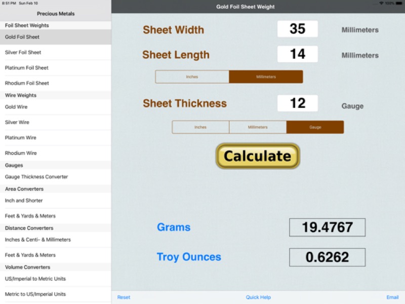 Precious Metal&Gem Calculator App Store ipad screenshot 1