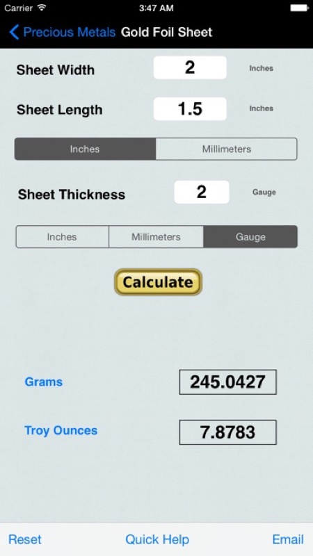 Precious Metal&Gem Calculator App Store iphone screenshot 1
