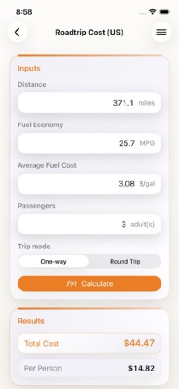 Roadtrip: Fuel & Trip Planner App Store iphone screenshot 1