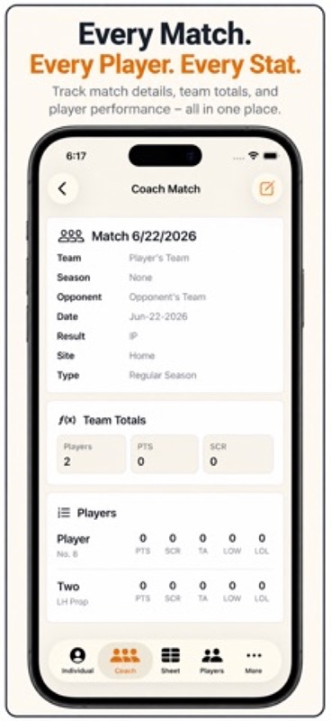 Rugby+ Match Stats Scorebook App Store iphone screenshot 1