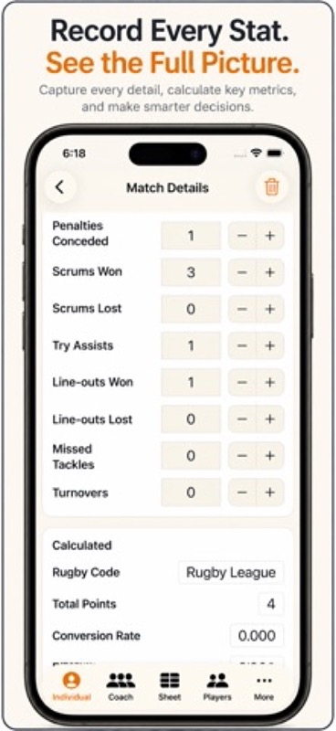 Rugby+ Match Stats Scorebook App Store iphone screenshot 3