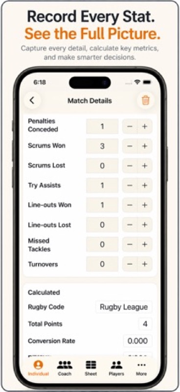 Rugby+ Match Stats Scorebook App Store iphone screenshot 3
