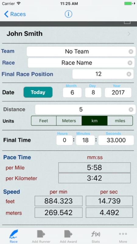 Running Logbook: Races & Meets App Store iphone screenshot 1