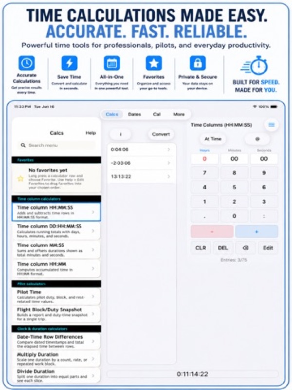 Time & Date Calculator ++ App Store ipad screenshot 1