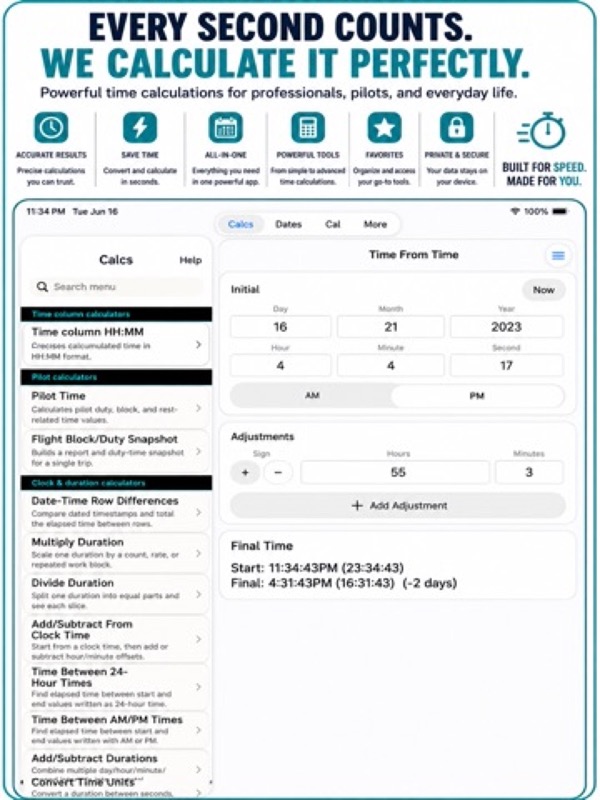 Time & Date Calculator ++ App Store ipad screenshot 2