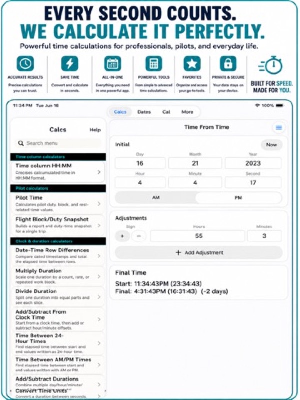 Time & Date Calculator ++ App Store ipad screenshot 2