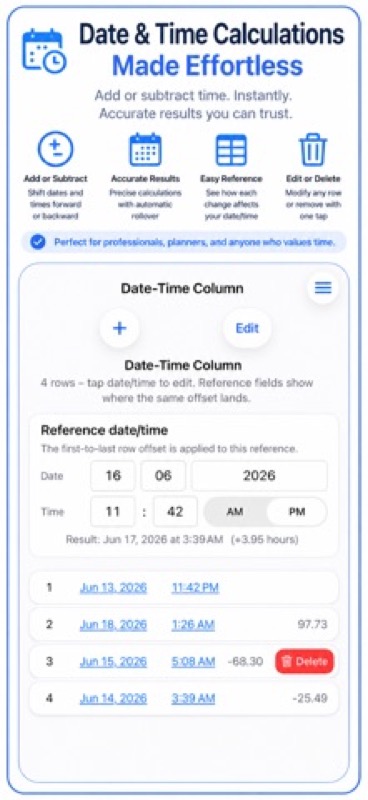 Time & Date Calculator ++ App Store iphone screenshot 3
