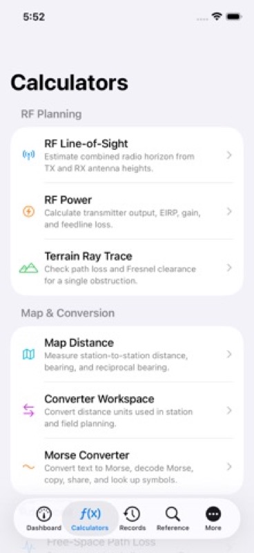 VHF / UHF Radio Field Planner App Store iphone screenshot 2