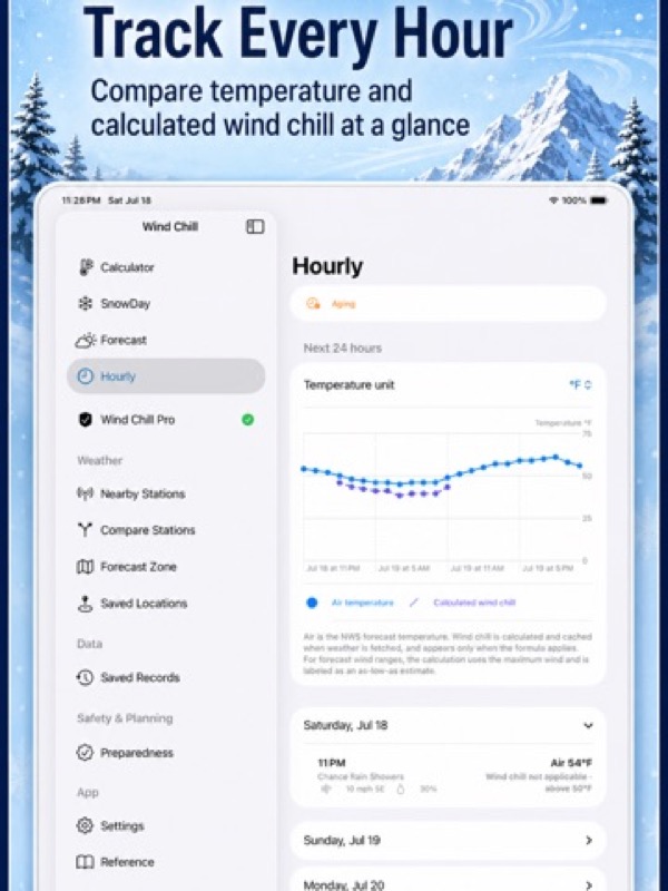 Wind Chill, Snow Day Pro App Store ipad screenshot 1