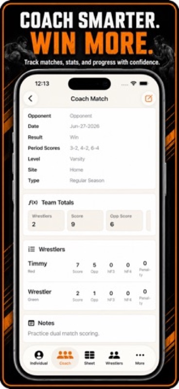 Wrestling+ Stats & Scorebook App Store iphone screenshot 1
