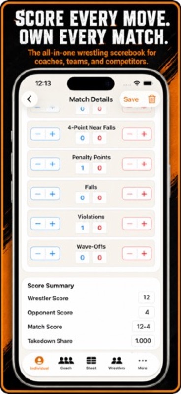 Wrestling+ Stats & Scorebook App Store iphone screenshot 2