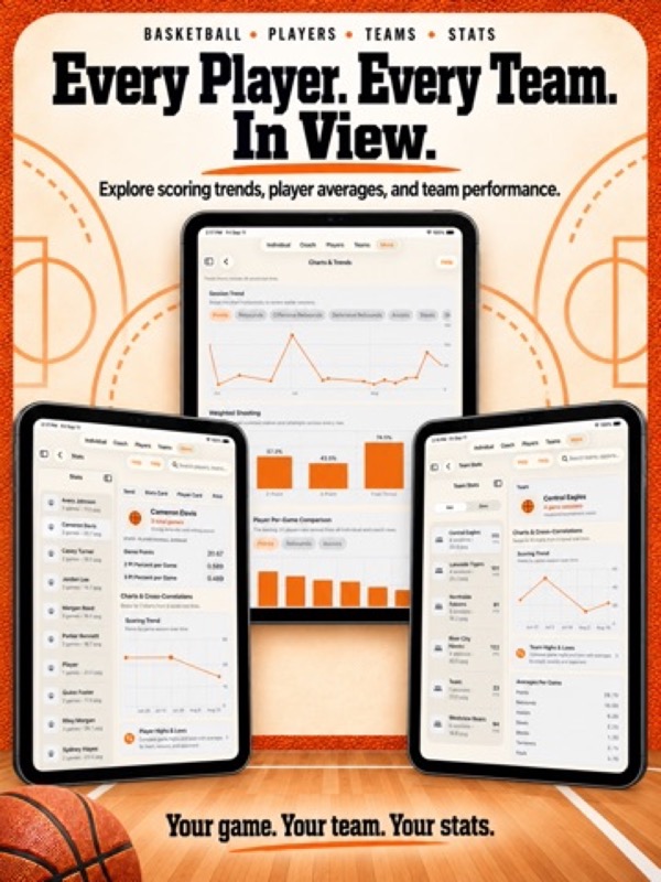 Basketball+ Stats & Scorebook App Store ipad screenshot 1