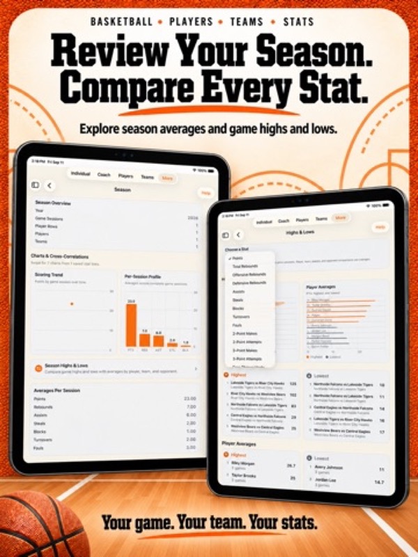 Basketball+ Stats & Scorebook App Store ipad screenshot 2