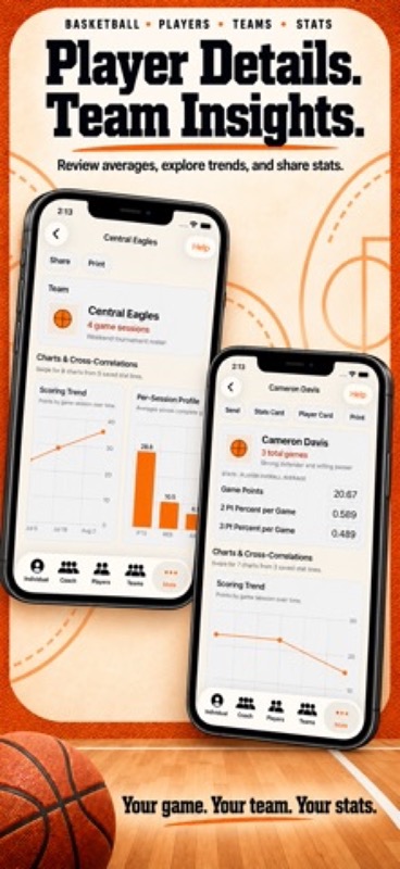 Basketball+ Stats & Scorebook App Store iphone screenshot 2