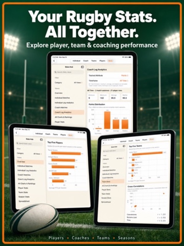 Rugby+ Match Stats Scorebook App Store ipad screenshot 1