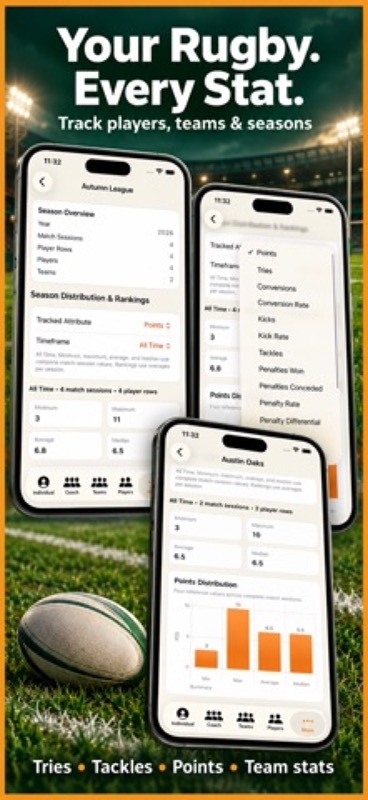 Rugby+ Match Stats Scorebook App Store iphone screenshot 2