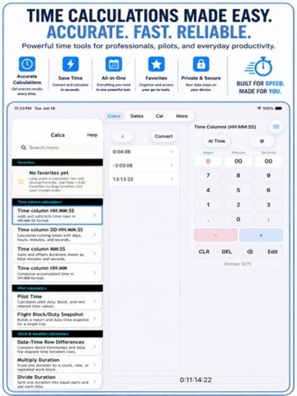 Time & Date Calculator ++ App Store ipad screenshot 1