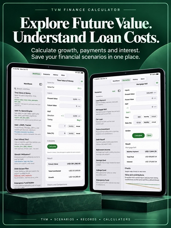 TVM Loan & Savings Calculator App Store ipad screenshot 1