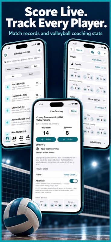 Volleyball+ Stats & Scorebook App Store iphone screenshot 1