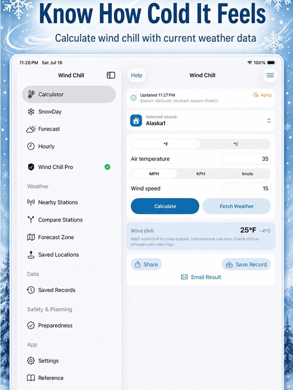 Wind Chill, Snow Day Pro App Store ipad screenshot 2