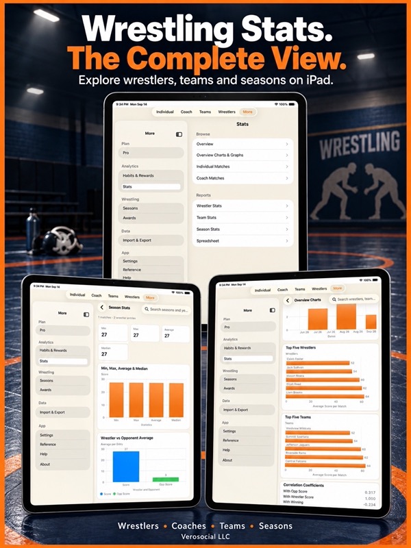 Wrestling+ Stats & Scorebook App Store ipad screenshot 1